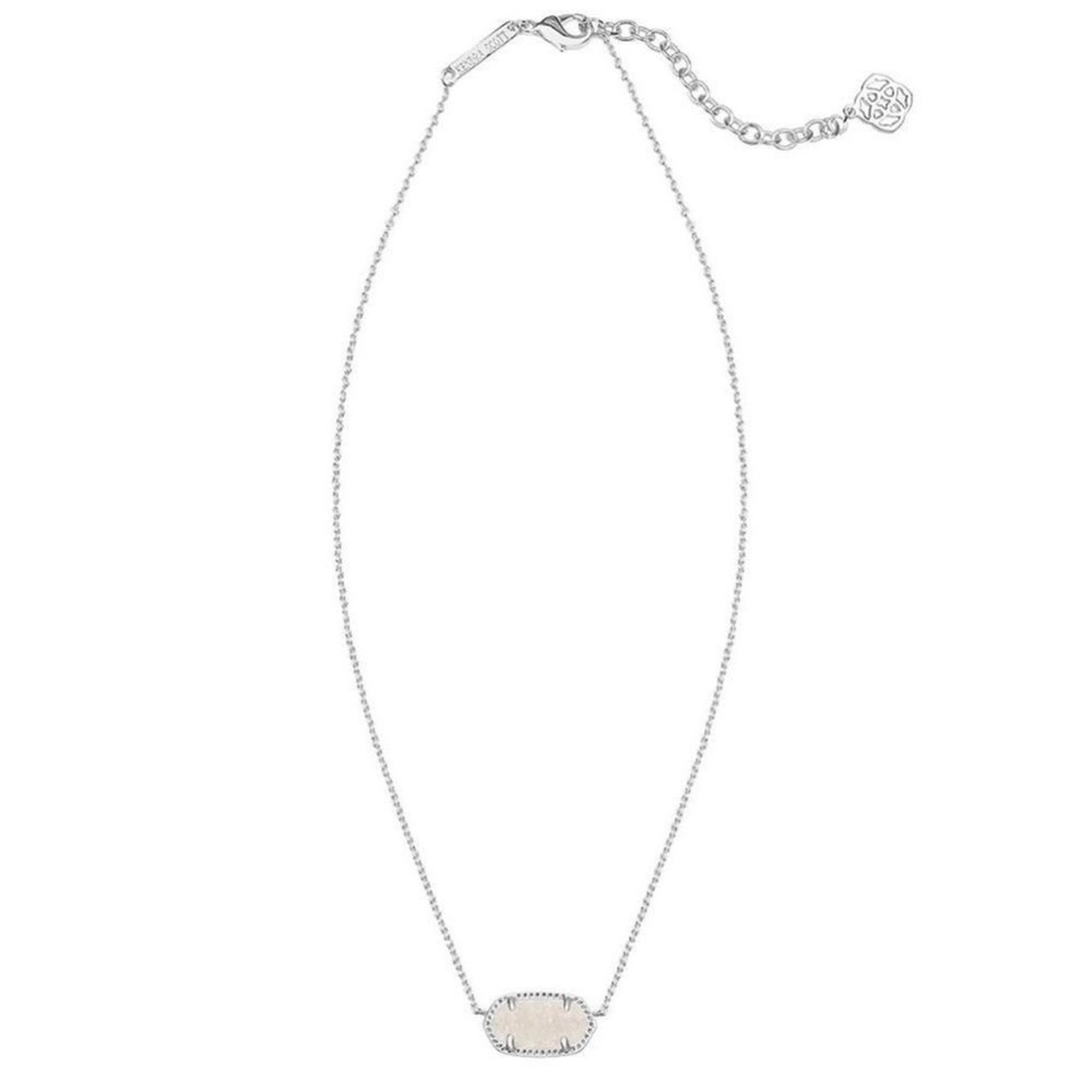 Kendra Scott 15” Necklace, Silver Tone Elisa in Grey Cat’s Eye